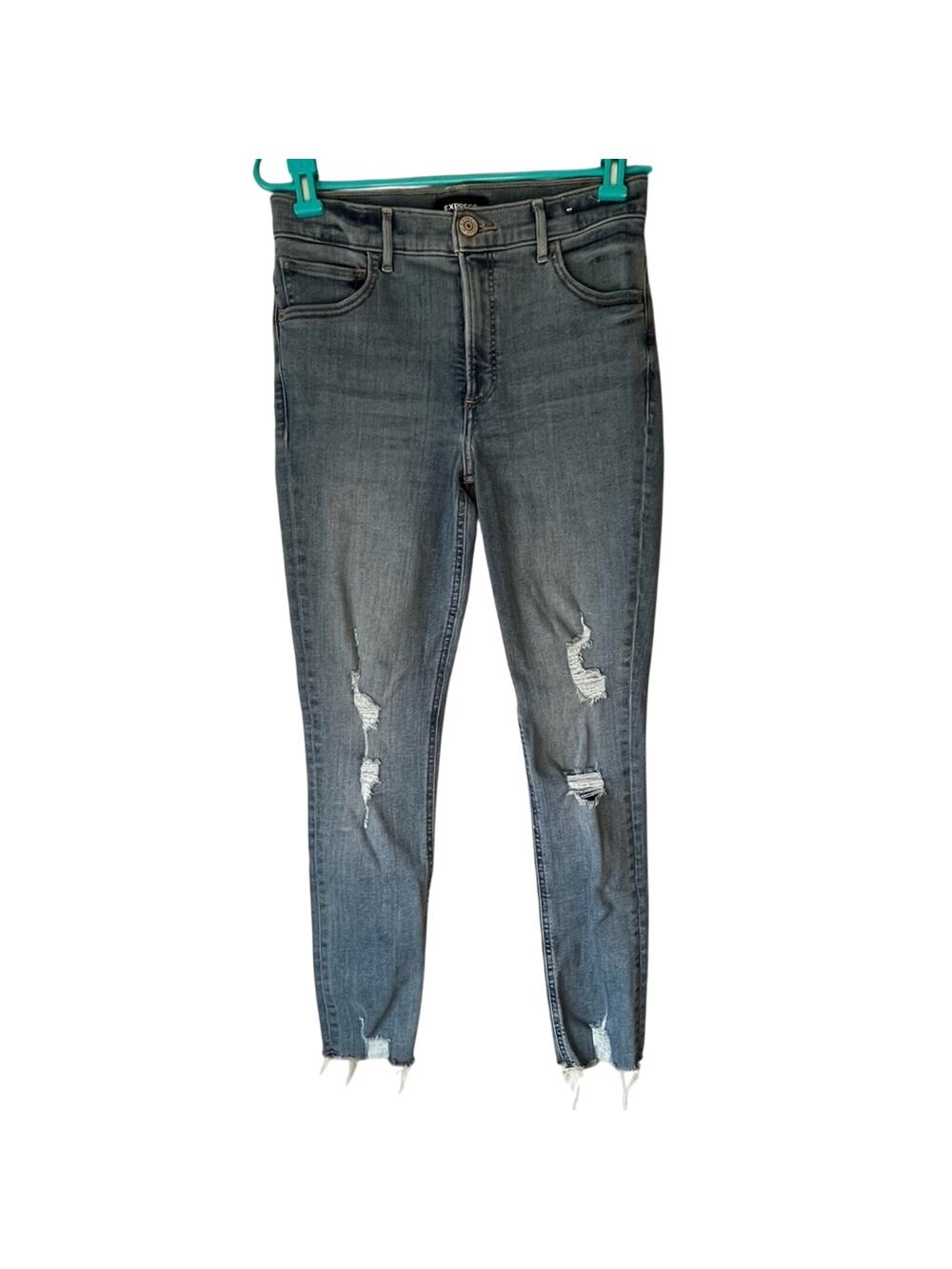 Express Distressed Stretch+ Ankle Skinny High Rise Jean Size 4 Regular